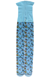 BIRDY blue tights with birds | Sokisahtel