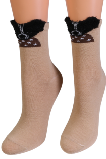 BIRJO brown cotton socks with dogs 