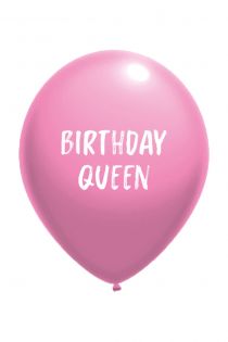 Воздушный шарик розового цвета из латекса с надписью BIRTHDAY QUEEN 