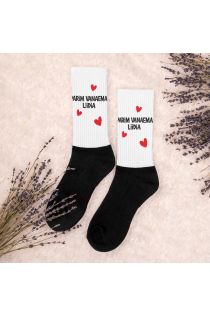 Персональные носки с текстом на выбор (сердечки) | Sokisahtel