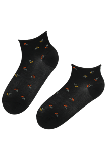 BLAIR black low-cut socks with flowers | Sokisahtel