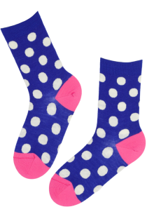 Тёплые носки из мериносовой шерсти синего цвета в белую крапинку BLUE DOTS | Sokisahtel