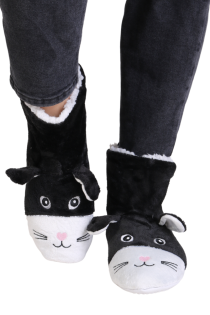 BONNIE black animal face slippers | Sokisahtel