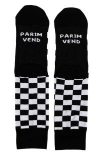 Хлопковые носки чёрно-белого цвета с клетчатым узором PARIM VEND | Sokisahtel