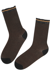 BRIELLE dark brown socks with a glittery edge | Sokisahtel