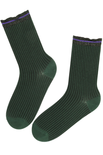 BRIELLE green socks with a glittery edge | Sokisahtel