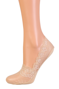 BRIGITTE beige lace footies for women | Sokisahtel