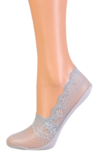 BRIGITTE gray lace footies for women | Sokisahtel