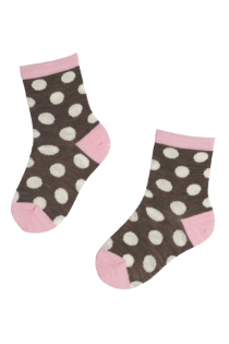 Детские носки коричневого цвета из мериносовой шерсти с узором в горошек BROWN DOTS | Sokisahtel