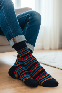 BRUNO musta värvi triibulised puuvillased sokid | Sokisahtel