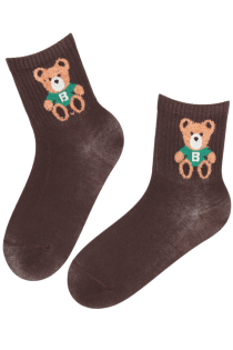 BURRY brown cotton socks with a bear | Sokisahtel