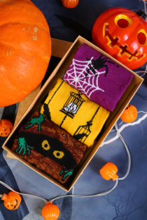 Подарочный набор из 3 пар устрашающих хлопковых носков BURTON на Хэллоуин | Sokisahtel