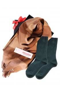 Alpaca wool scarf and DOORA green socks gift box for women | Sokisahtel