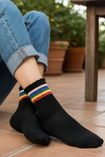 CAROLE black striped socks | Sokisahtel