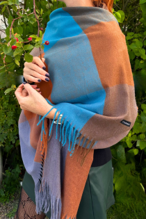 CASHMERE sinine ja oranžikas soe sall | Sokisahtel