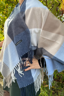 CASHMERE blue and beige warm scarf | Sokisahtel