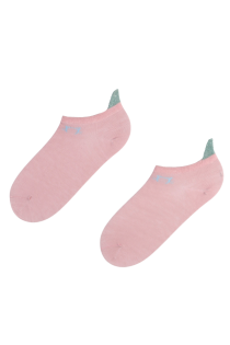 Хлопковые укороченные (спортивные) носки розового цвета с блестящим контуром кошачьей мордочки KITTYCAT | Sokisahtel