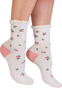 CELINE white floral cotton socks | Sokisahtel