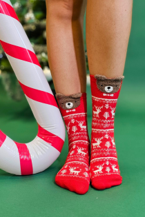 Хлопковые носки красного цвета в рождественской тематике с милыми мишками CELYN | Sokisahtel