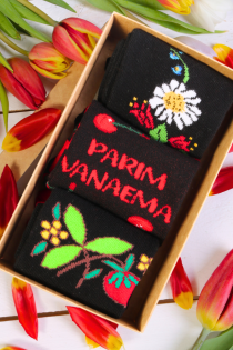 PARIM VANAEMA emadepäeva kinkekarp 3 sokipaariga CHERRY