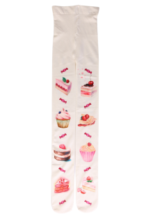 Женские фантазийные колготки с печатным рисунком в виде аппетитных сладостей CHERRY CAKE | Sokisahtel