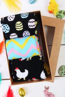 Подарочный пасхальный набор из 3 пар ярких женских носков из хлопка CHICKEN MOM | Sokisahtel
