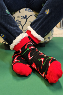 Хлопковые домашние носки с утеплением и нескользящей подошвой CHILLI | Sokisahtel