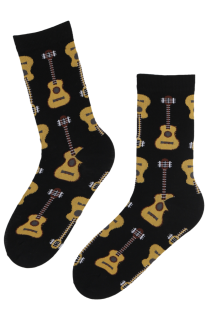 CHITARA black cotton socks with guitars | Sokisahtel