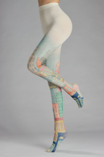 CITY tights with colorful city view print pattern