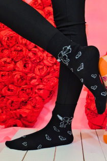 EROS black cotton socks with cupid
