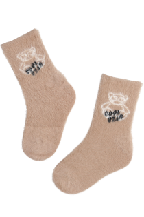 COOL BEAR beige soft socks with a bear | Sokisahtel