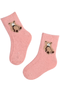 Мягкие носки розового цвета с милыми медвежатами COOL BEAR | Sokisahtel