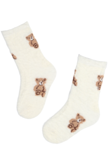 Мягкие носки белого цвета с милыми медвежатами COOL BEAR | Sokisahtel