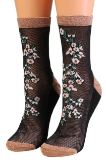 DAISY black sheer floral socks | Sokisahtel