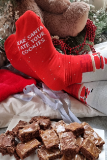 Красные рождественские носки из хлопка с надписью 'DEAR SANTA I ATE YOUR COOKIES'