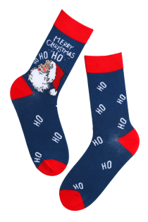 DECEMBER blue cotton socks with Santa Claus | Sokisahtel