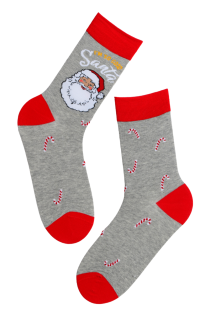 DECEMBER gray cotton socks with Santa Claus | Sokisahtel