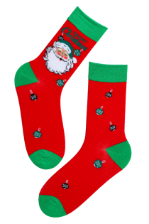 DECEMBER red cotton socks with Santa Claus | Sokisahtel