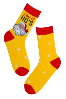 DECEMBER yellow cotton socks with Santa Claus | Sokisahtel