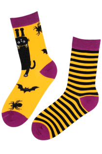 DEXTER Halloween socks with a black cat and stripes | Sokisahtel