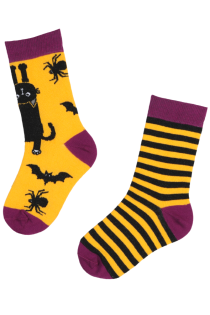 DEXTER striped Halloween socks with a cat for kids | Sokisahtel