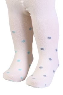 DIXIE creamy white polka dot tights for babies