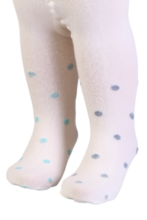 DIXIE creamy white polka dot tights for babies | Sokisahtel