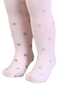 DIXIE light pink polka dot tights for babies | Sokisahtel