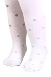 DIXIE white polka dot tights for babies | Sokisahtel