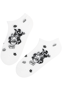 Хлопковые укороченные (спортивные) носки белого цвета с нарядным пёселем DOG | Sokisahtel
