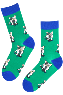 DOGGY green cotton socks with dogs | Sokisahtel