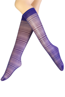 MAYFAIR purple striped sheer knee-highs | Sokisahtel