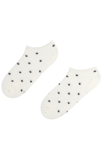 Женские укороченные (спортивные) хлопковые носки белого цвета с изображением блестящих крапинок PIIA | Sokisahtel