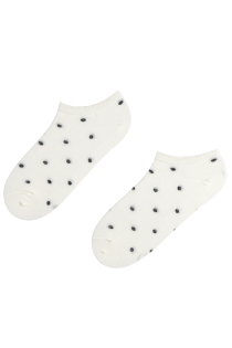 PIIA white low-cut cotton socks with dots | Sokisahtel